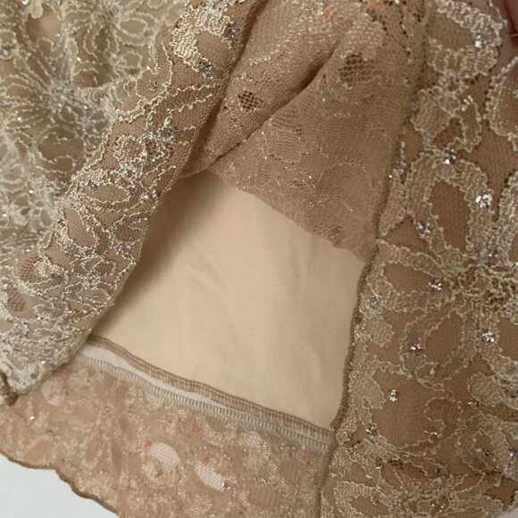 Brittany Black Beige Bling Sparkle Glittery Lace Top for Women - Picture 4 of 10